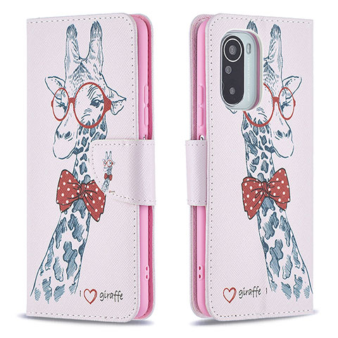 Funda de Cuero Cartera con Soporte Patron de Moda Carcasa B01F para Xiaomi Redmi K40 Pro 5G Rosa