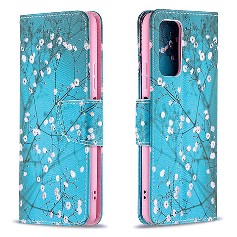 Funda de Cuero Cartera con Soporte Patron de Moda Carcasa B01F para Xiaomi Redmi Note 10 Pro Max Cian