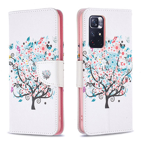 Funda de Cuero Cartera con Soporte Patron de Moda Carcasa B01F para Xiaomi Redmi Note 11 5G Blanco