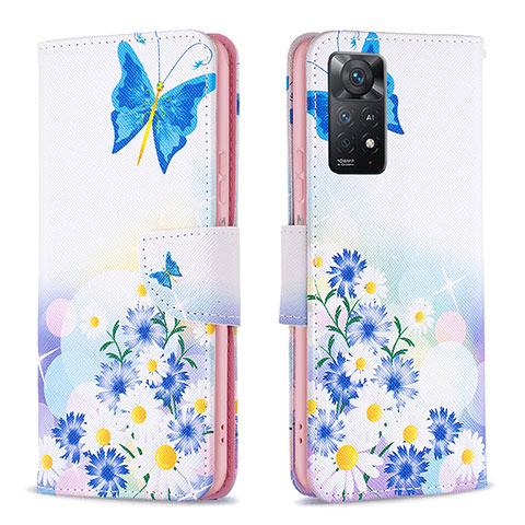 Funda de Cuero Cartera con Soporte Patron de Moda Carcasa B01F para Xiaomi Redmi Note 11 Pro 4G Azul