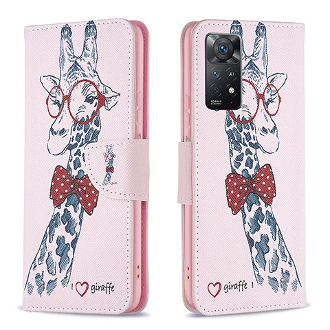 Funda de Cuero Cartera con Soporte Patron de Moda Carcasa B01F para Xiaomi Redmi Note 11 Pro 5G Rosa