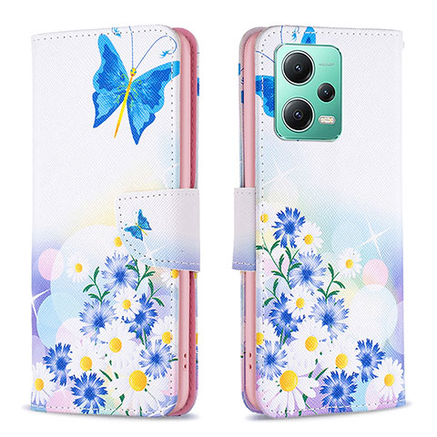 Funda de Cuero Cartera con Soporte Patron de Moda Carcasa B01F para Xiaomi Redmi Note 12 5G Azul