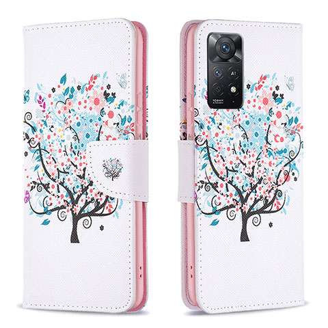 Funda de Cuero Cartera con Soporte Patron de Moda Carcasa B01F para Xiaomi Redmi Note 12 Pro 4G Blanco