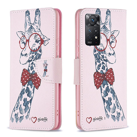 Funda de Cuero Cartera con Soporte Patron de Moda Carcasa B01F para Xiaomi Redmi Note 12 Pro 4G Rosa