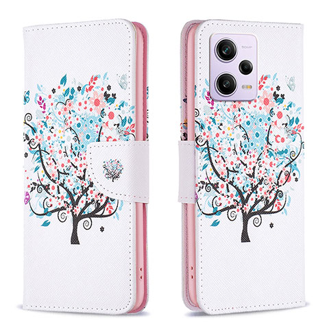 Funda de Cuero Cartera con Soporte Patron de Moda Carcasa B01F para Xiaomi Redmi Note 12 Pro 5G Blanco