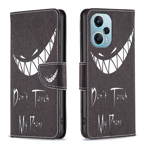 Funda de Cuero Cartera con Soporte Patron de Moda Carcasa B01F para Xiaomi Redmi Note 12 Turbo 5G Negro