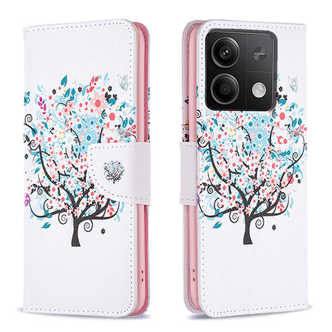 Funda de Cuero Cartera con Soporte Patron de Moda Carcasa B01F para Xiaomi Redmi Note 13 5G Blanco