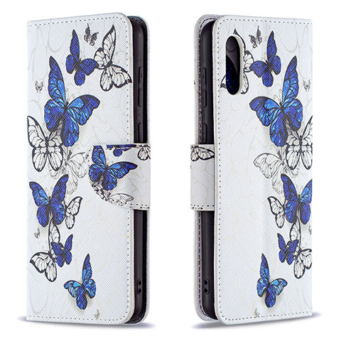 Funda de Cuero Cartera con Soporte Patron de Moda Carcasa B03F para Samsung Galaxy A02 Azul