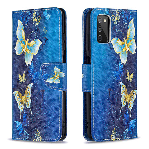 Funda de Cuero Cartera con Soporte Patron de Moda Carcasa B03F para Samsung Galaxy A02s Azul Cielo