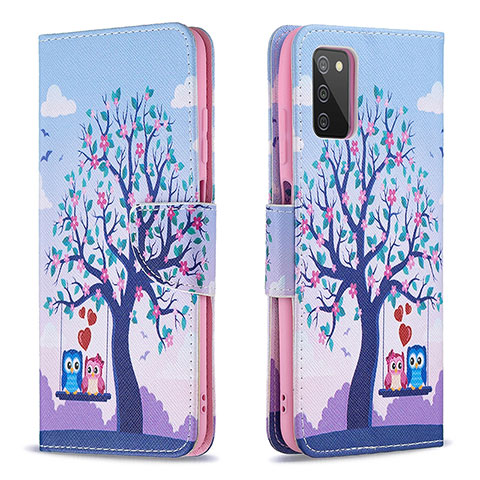 Funda de Cuero Cartera con Soporte Patron de Moda Carcasa B03F para Samsung Galaxy A02s Purpura Claro