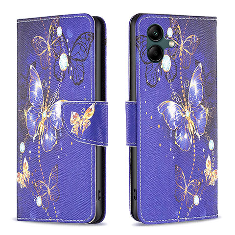 Funda de Cuero Cartera con Soporte Patron de Moda Carcasa B03F para Samsung Galaxy A04 4G Azul Real