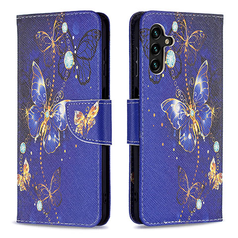 Funda de Cuero Cartera con Soporte Patron de Moda Carcasa B03F para Samsung Galaxy A04s Azul Real