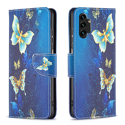 Funda de Cuero Cartera con Soporte Patron de Moda Carcasa B03F para Samsung Galaxy A13 4G Azul Cielo