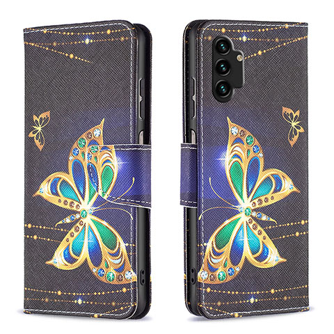 Funda de Cuero Cartera con Soporte Patron de Moda Carcasa B03F para Samsung Galaxy A13 4G Negro