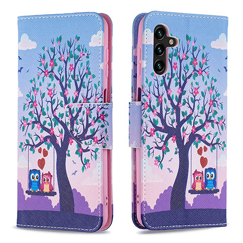 Funda de Cuero Cartera con Soporte Patron de Moda Carcasa B03F para Samsung Galaxy A13 5G Purpura Claro