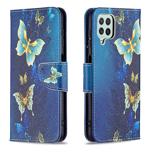 Funda de Cuero Cartera con Soporte Patron de Moda Carcasa B03F para Samsung Galaxy A22 4G Azul Cielo