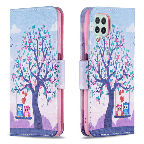 Funda de Cuero Cartera con Soporte Patron de Moda Carcasa B03F para Samsung Galaxy A22 4G Purpura Claro