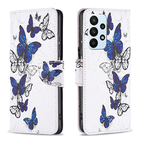 Funda de Cuero Cartera con Soporte Patron de Moda Carcasa B03F para Samsung Galaxy A23 4G Azul