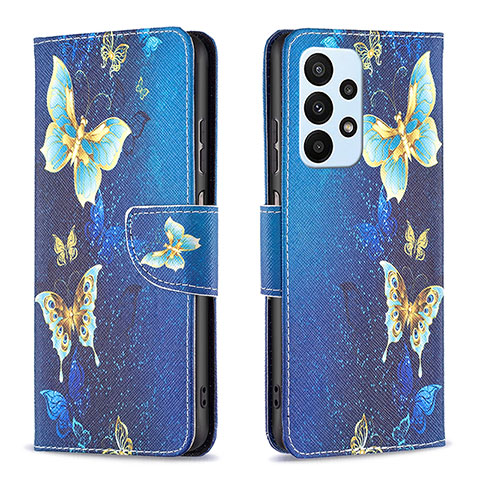 Funda de Cuero Cartera con Soporte Patron de Moda Carcasa B03F para Samsung Galaxy A23 5G Azul Cielo