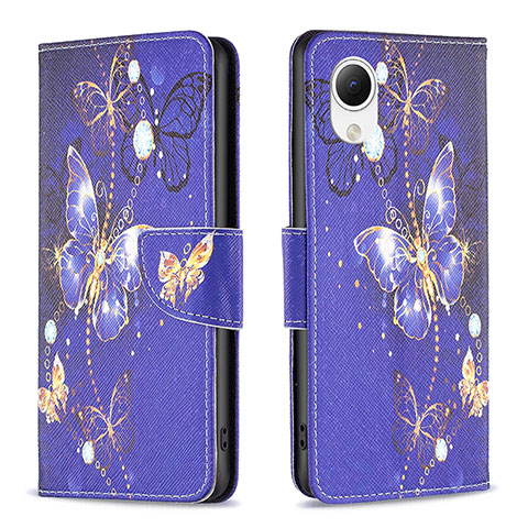 Funda de Cuero Cartera con Soporte Patron de Moda Carcasa B03F para Samsung Galaxy A23 5G SC-56C Azul Real