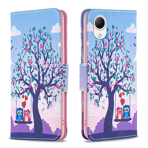 Funda de Cuero Cartera con Soporte Patron de Moda Carcasa B03F para Samsung Galaxy A23 5G SC-56C Purpura Claro