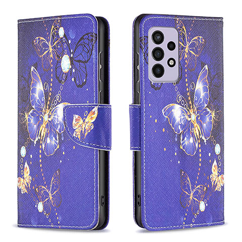 Funda de Cuero Cartera con Soporte Patron de Moda Carcasa B03F para Samsung Galaxy A33 5G Azul Real