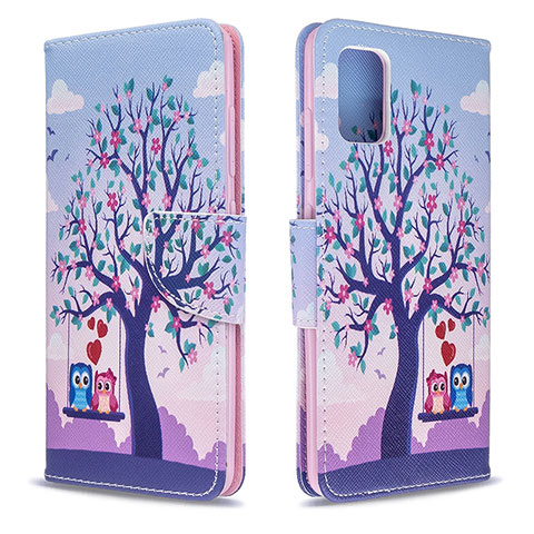 Funda de Cuero Cartera con Soporte Patron de Moda Carcasa B03F para Samsung Galaxy A51 5G Purpura Claro