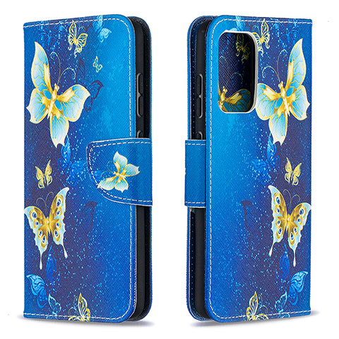 Funda de Cuero Cartera con Soporte Patron de Moda Carcasa B03F para Samsung Galaxy A52 4G Azul Cielo