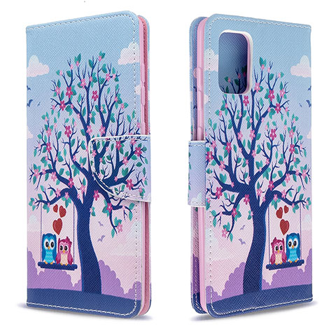 Funda de Cuero Cartera con Soporte Patron de Moda Carcasa B03F para Samsung Galaxy A71 4G A715 Purpura Claro