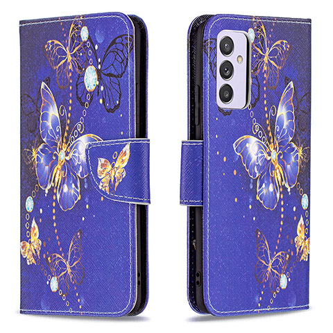 Funda de Cuero Cartera con Soporte Patron de Moda Carcasa B03F para Samsung Galaxy F54 5G Azul Real