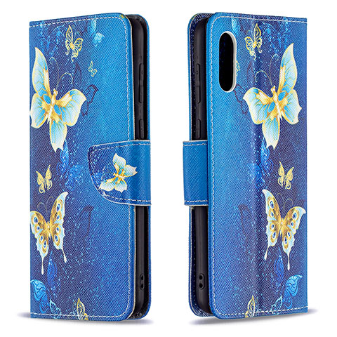 Funda de Cuero Cartera con Soporte Patron de Moda Carcasa B03F para Samsung Galaxy M02 Azul Cielo