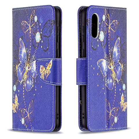 Funda de Cuero Cartera con Soporte Patron de Moda Carcasa B03F para Samsung Galaxy M02 Azul Real