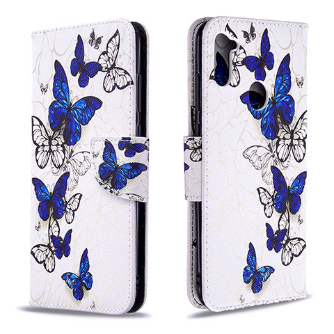 Funda de Cuero Cartera con Soporte Patron de Moda Carcasa B03F para Samsung Galaxy M11 Azul