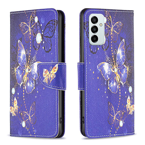 Funda de Cuero Cartera con Soporte Patron de Moda Carcasa B03F para Samsung Galaxy M23 5G Azul Real