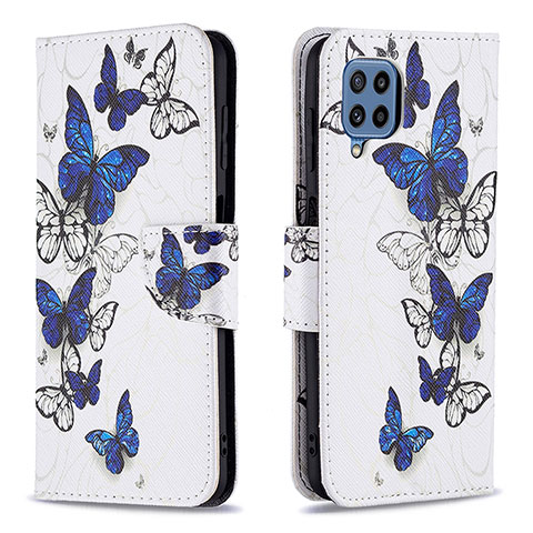 Funda de Cuero Cartera con Soporte Patron de Moda Carcasa B03F para Samsung Galaxy M32 4G Azul