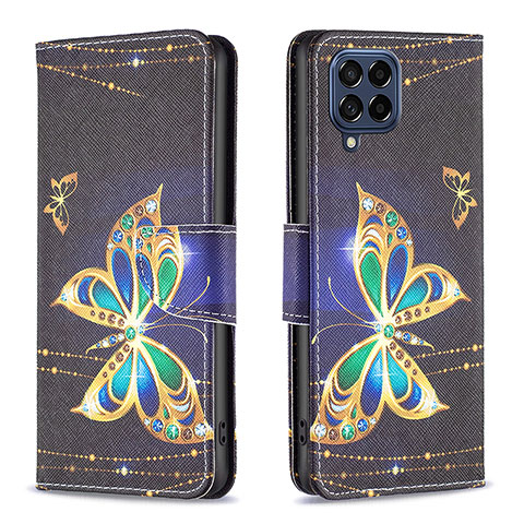 Funda de Cuero Cartera con Soporte Patron de Moda Carcasa B03F para Samsung Galaxy M53 5G Negro