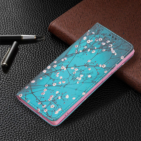 Funda de Cuero Cartera con Soporte Patron de Moda Carcasa B03F para Samsung Galaxy S23 Ultra 5G Cian