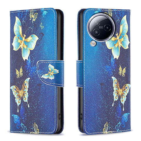 Funda de Cuero Cartera con Soporte Patron de Moda Carcasa B03F para Xiaomi Civi 3 5G Azul Cielo