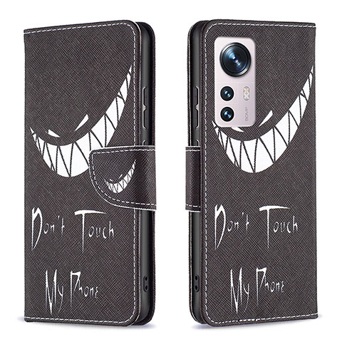 Funda de Cuero Cartera con Soporte Patron de Moda Carcasa B03F para Xiaomi Mi 12 Pro 5G Gris Oscuro