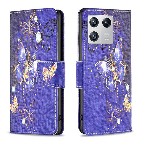 Funda de Cuero Cartera con Soporte Patron de Moda Carcasa B03F para Xiaomi Mi 13 Pro 5G Azul Real