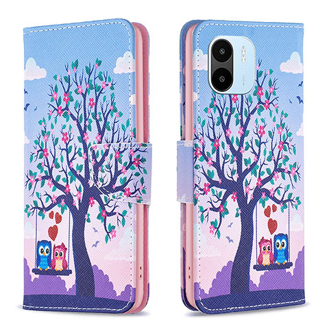 Funda de Cuero Cartera con Soporte Patron de Moda Carcasa B03F para Xiaomi Poco C50 Purpura Claro