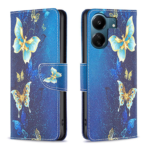 Funda de Cuero Cartera con Soporte Patron de Moda Carcasa B03F para Xiaomi Poco C65 Azul Cielo