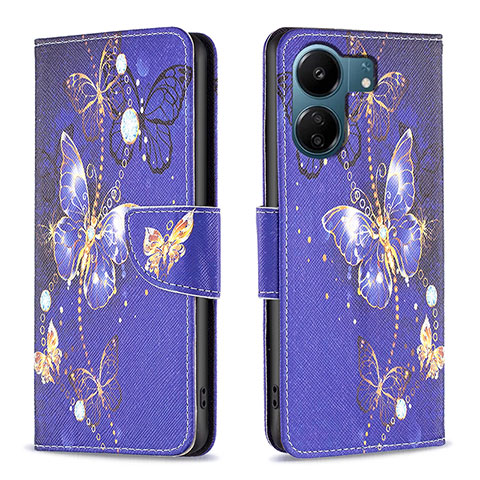 Funda de Cuero Cartera con Soporte Patron de Moda Carcasa B03F para Xiaomi Poco C65 Azul Real