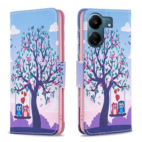 Funda de Cuero Cartera con Soporte Patron de Moda Carcasa B03F para Xiaomi Poco C65 Purpura Claro