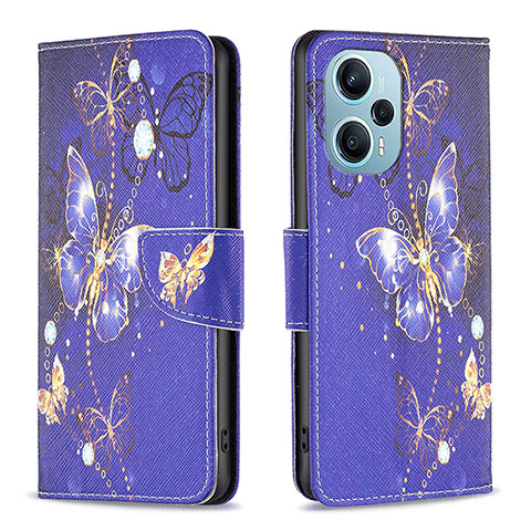 Funda de Cuero Cartera con Soporte Patron de Moda Carcasa B03F para Xiaomi Poco F5 5G Azul