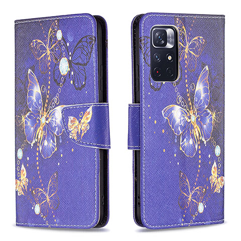 Funda de Cuero Cartera con Soporte Patron de Moda Carcasa B03F para Xiaomi Poco M4 Pro 5G Azul Real