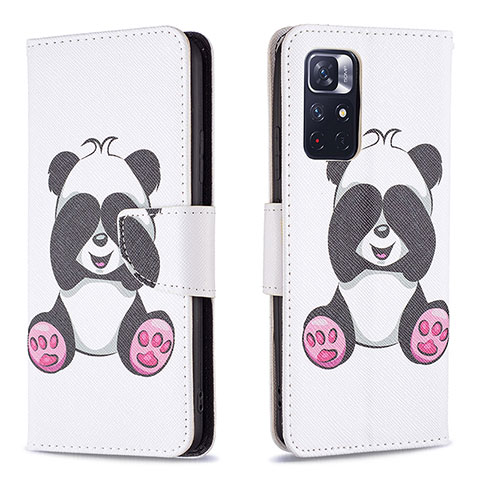 Funda de Cuero Cartera con Soporte Patron de Moda Carcasa B03F para Xiaomi Poco M4 Pro 5G Blanco