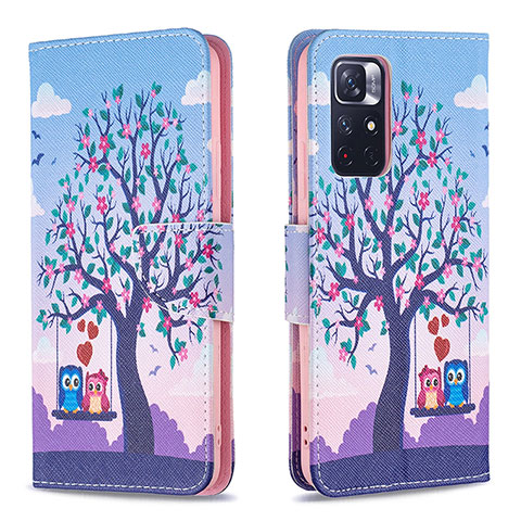 Funda de Cuero Cartera con Soporte Patron de Moda Carcasa B03F para Xiaomi Poco M4 Pro 5G Purpura Claro