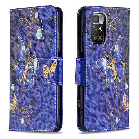 Funda de Cuero Cartera con Soporte Patron de Moda Carcasa B03F para Xiaomi Redmi 10 (2022) Azul Real