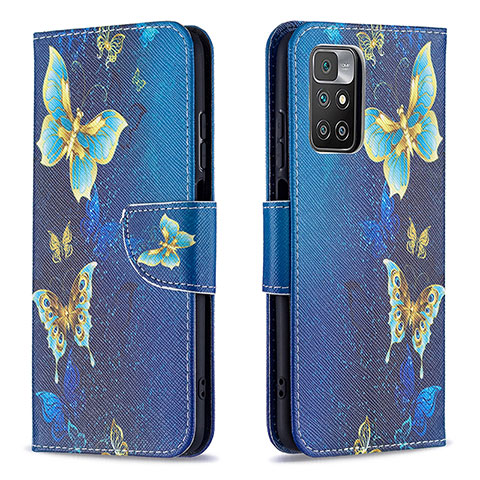 Funda de Cuero Cartera con Soporte Patron de Moda Carcasa B03F para Xiaomi Redmi 10 4G Azul Cielo